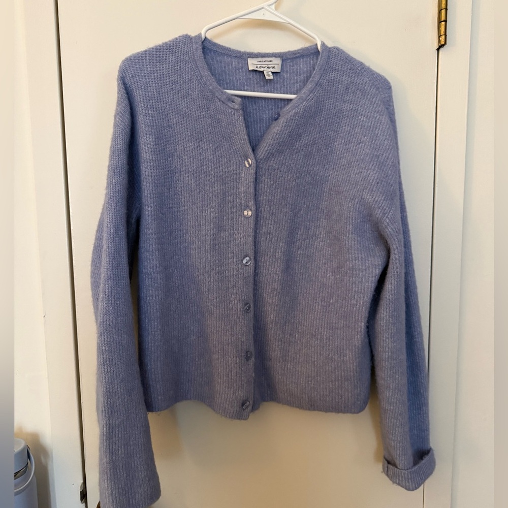 & Other Stories Lavender Blue Button-Up Knit Cardigan